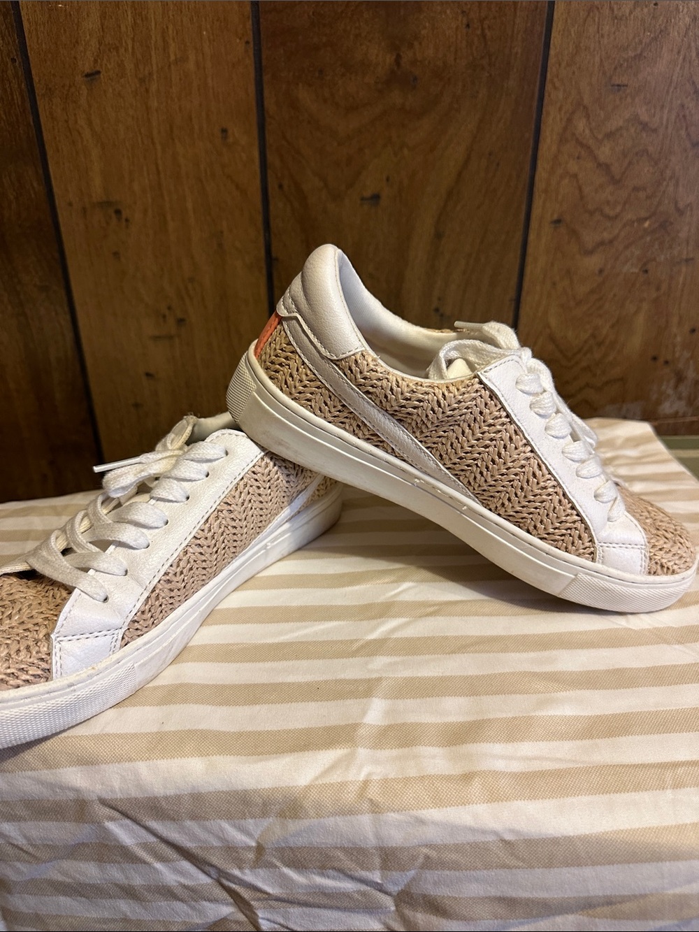 Target Cream Woven Low-Top Sneakers with White Accents
